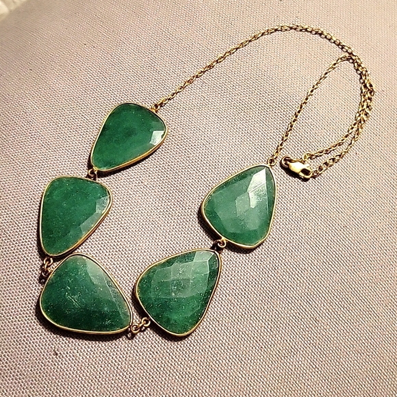 Anthropologie Green agate statement necklace - Picture 1 of 5
